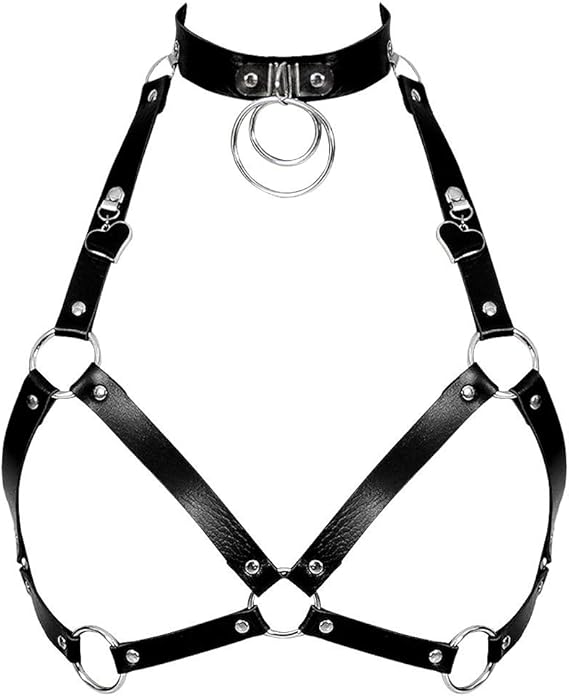 black leather bralette