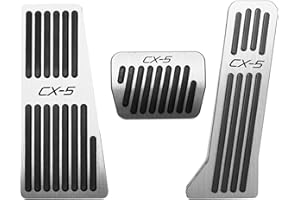 BOYUER 3PCS Anti-Slip No Drilling Aluminum Rest Brake Gas Accelerator Pedal Covers Foot Pedal Pads Kit For Mazda CX-5 2013-2025 (Sliver)