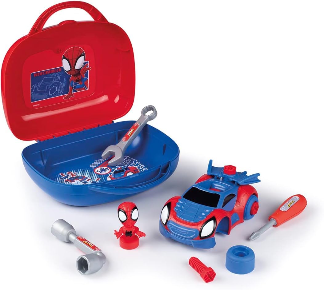 SMOBY Spidey and His Amazing Friends Tool Box for kids - Help Spidey to build for adventures across the Spiderverse. Includes accessories and stickers for Boys and Girls Ages 3 4 5 6 7 Years