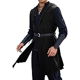 Runcati Mens Renaissance Costume Hooded Surcoat Medieval Knight Sleeveless Tunic Tops Tabard Viking Holloween Cloak