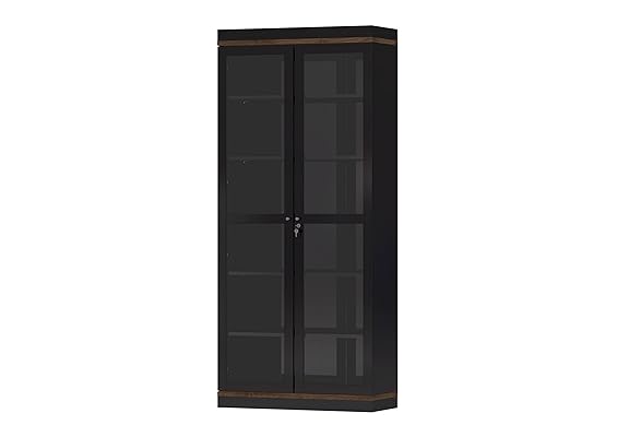 Tvilum Aberdeen 2 Door China Cabinet, Black/Walnut