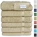 SALBAKOS 100% Turkish Cotton Hand Towel Set of 6 16x30 inch | Heirloom Quality | Hotel & Spa Collection | Ultra Soft, Super Absorbent, Long Lasting Hand Towels | Made in Turkey (Taupe, 6 Hand Towels)