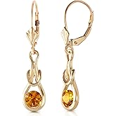 Galaxy Gold GG 14k Yellow Gold Natural Citrine Knot Dangle Earrings