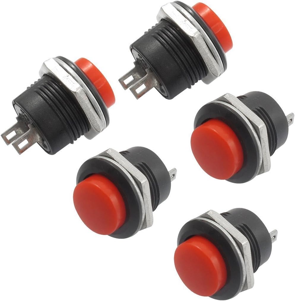 BUTTON SWITCH 12V-250V Bouton Poussoir Rond Spst Auto-Verrouillage