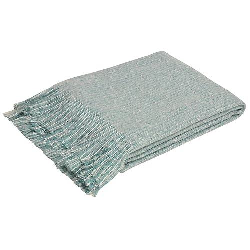 Homescapes Cable Knit Throw Duck Egg Blue 100 Cotton 130 x