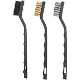 ChgImposs 3Pcs Mini Wire Brush Set, Nylon Brass Stainless Steel Wire Brush for Cleaning Welding Slag Scrubbing and Rust