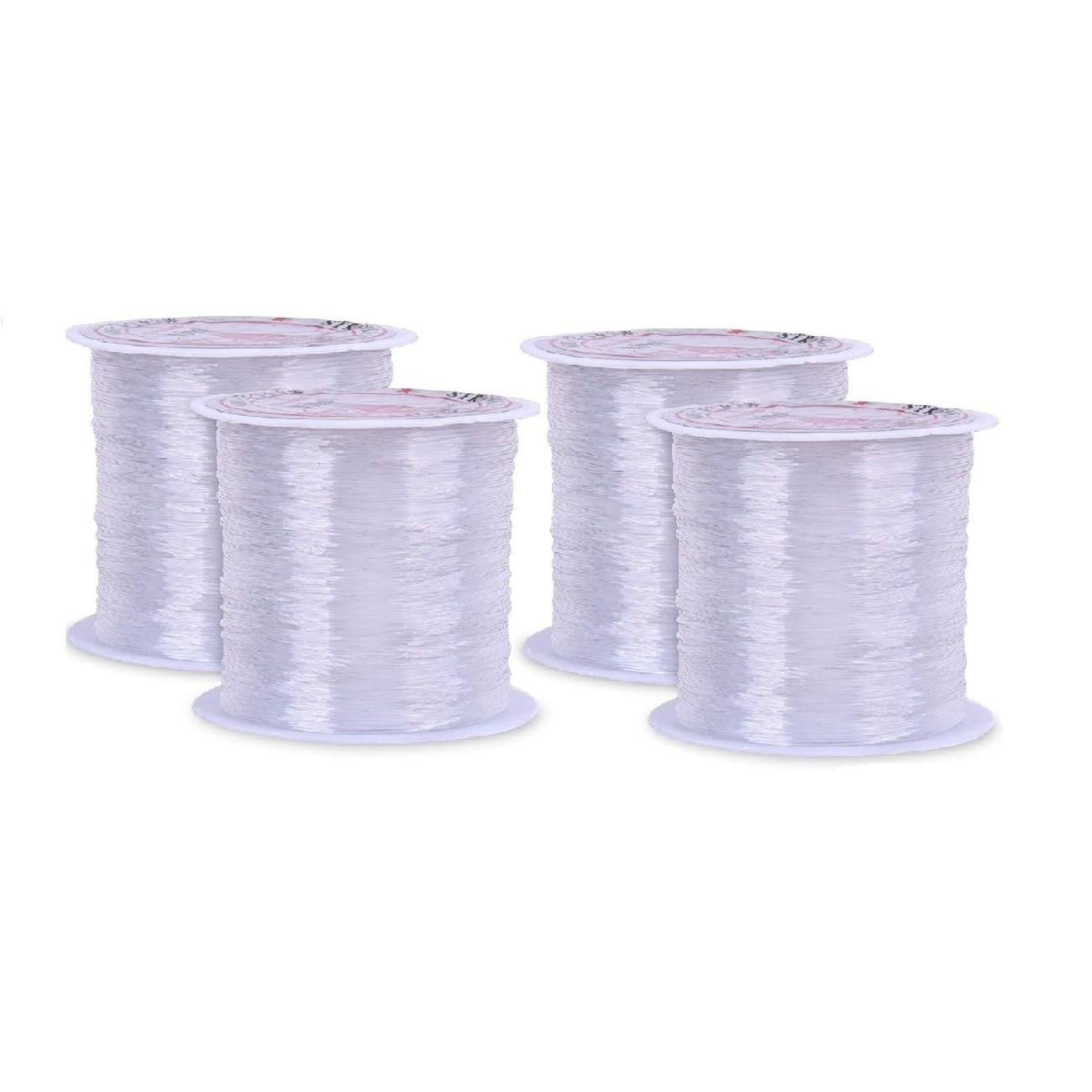 Hotgod 0.4 mm Clear Nylon Wire Non-Stretchy Beading Threads for Beading Jewellery Bracelets and Crafts, About 50 Meters Each(4 Pcs)