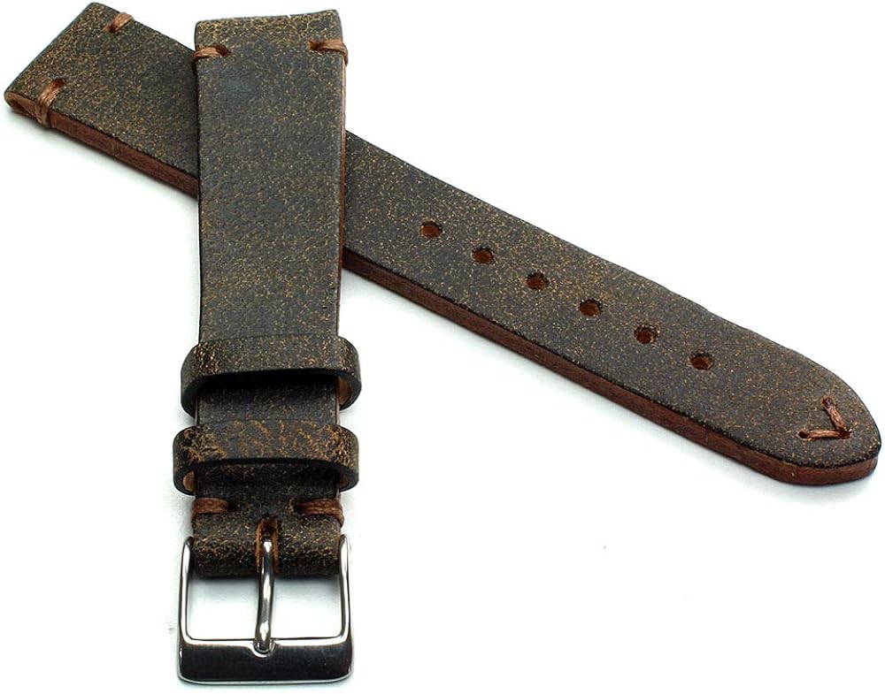 Sulla 19 mm vintage leather watch strap, handmade in Germany, retro look, brown