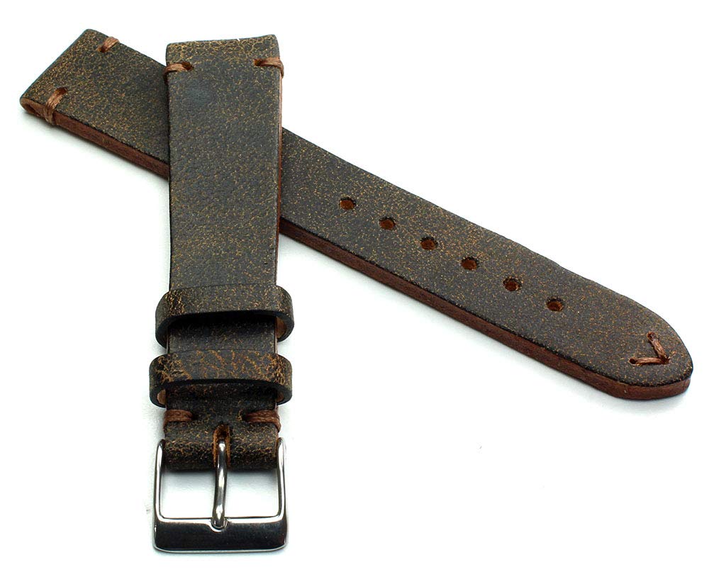 Sulla 19 mm vintage leather watch strap, handmade in Germany, retro look, brown.