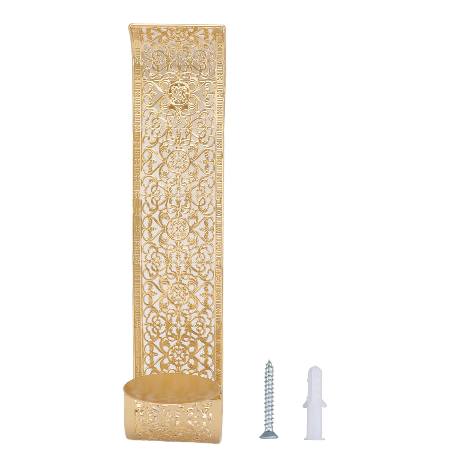 TOPINCN Shelving Solution Wall Sconce Candle Holder Gold Hollow Carved Exquisite Details Metal Wall Candle Holder for Bedrooms