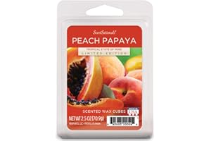 Scentsationals Scented Wax Cubes - Peach Papaya - Fragrance Wax Melts Pack, Electric Home Warmer Tart, Wickless Candle Bar Air Freshener, Spa Aroma Decor Gift - 2.5 oz