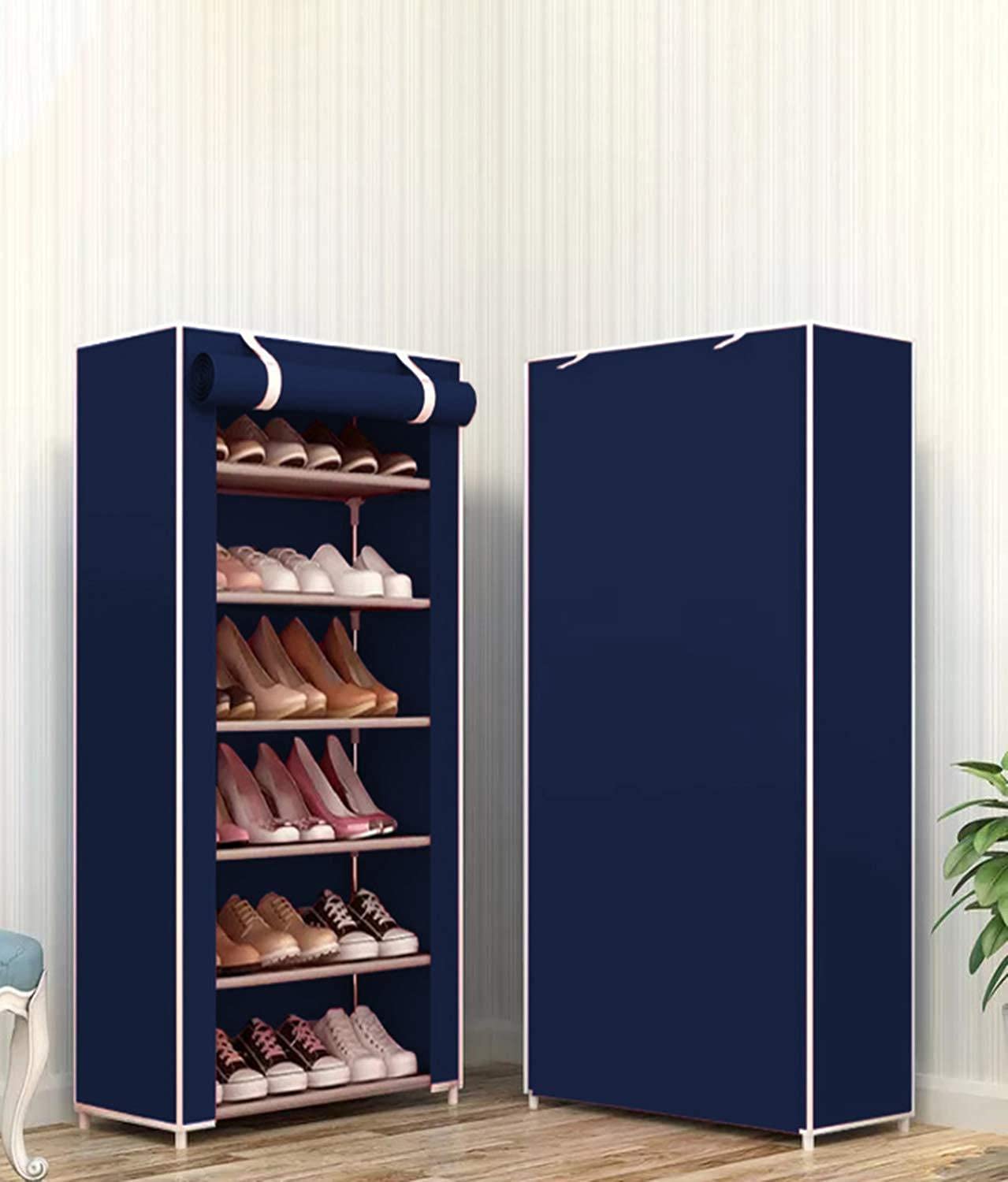 LACOSSI Multipurpose Portable Folding Shoes Rack 6 Tiers Storage