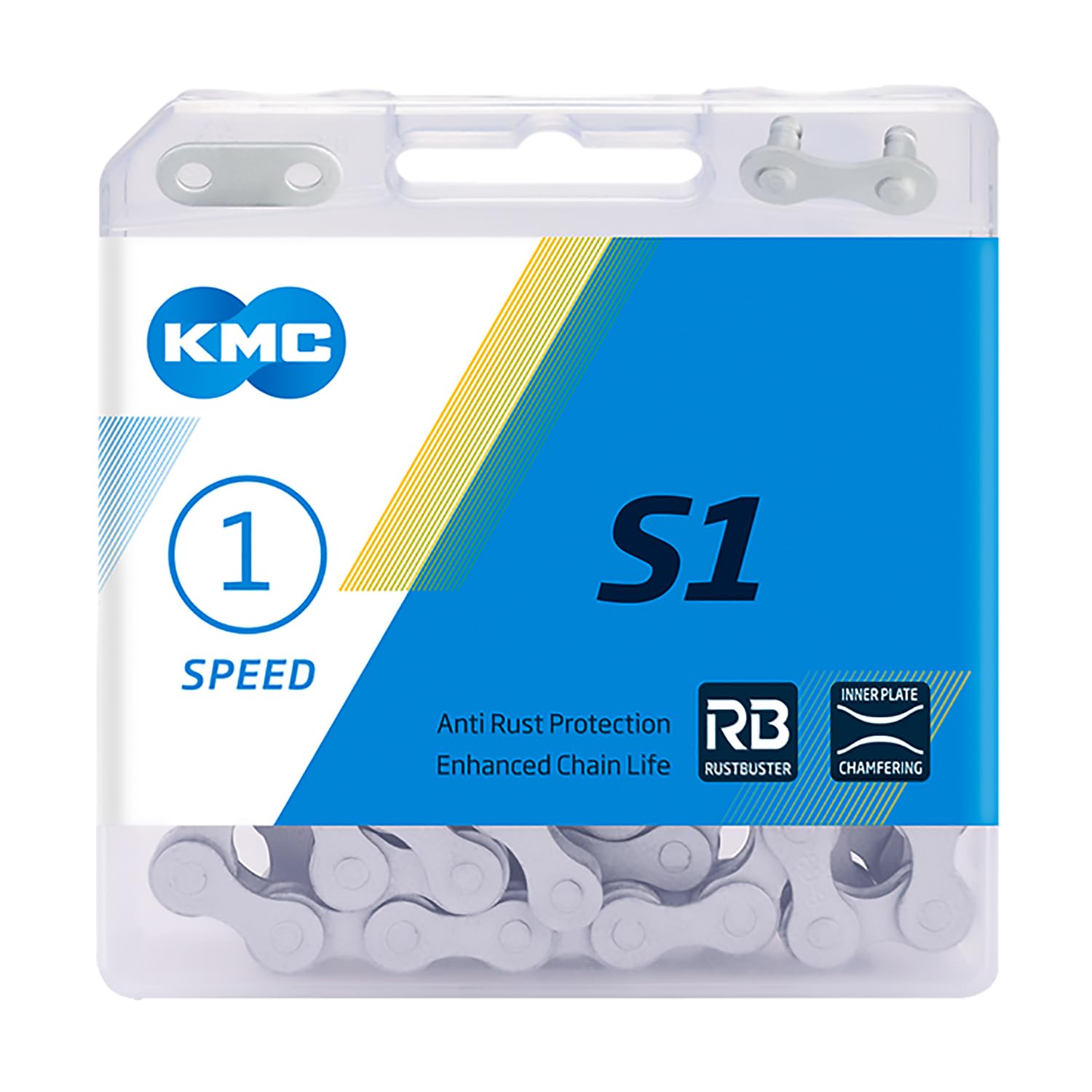 KMC S1 Rust Buster Single Speed Chain, Matte Silver, Wide (1/8")