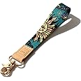Wrist Key Lanyard Bohemian Sun and Moon Key Chain Wristlet, Hand Key fob Strap, Keychain for car Keys Women(Sun and Moon)