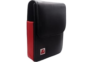 MOTHERIC Miyoo Mini Plus v2 v3 v4 Real Genuine Leather Case - Uno Bridge Poker Playing Card Single Deck Holder (for Miyoo Mini Plus Black Red)