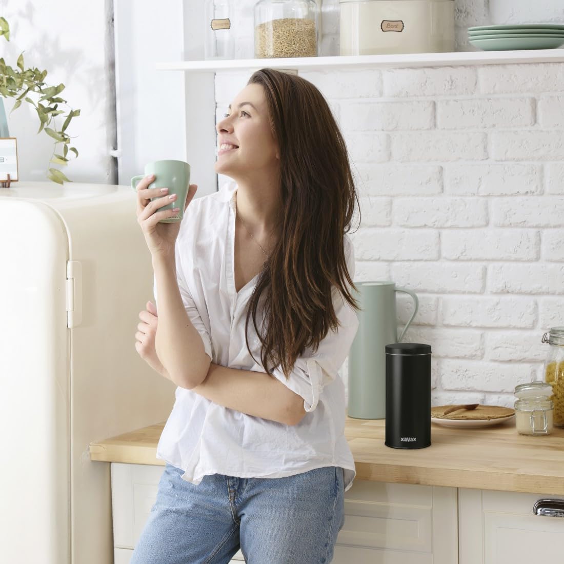 Xavax | Vorratsdose für Kaffee oder Kaffeekapseln (Metalldose, große Kapazität, zur Aufbewahrung von Kaffee, gemahlenen oder anderen Lebensmitteln) Mattschwarz. 4