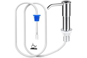 YOFOCOO Kitchen Sink Soap Dispenser, ABS Plastic Pump Head for Soap or Lotion,Built in Sink Soap Dispenser Pump, Counter soap Dispenser with 40" Silicone Extension Tube Kit (Chrome)