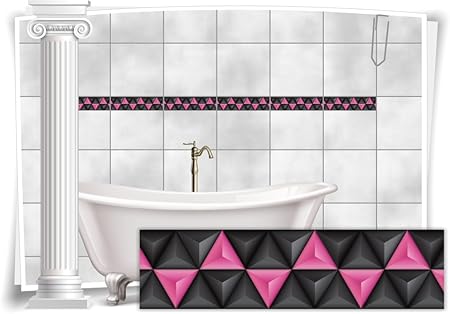 Fliesenaufkleber Fliesenbild Fliesen Aufkleber Mosaik Pink Rosa Kachel Bad Wc Kuche Deko Kachel Badezimmer 12 Stuck 25x6 5cm Bxh Amazon De Kuche Haushalt