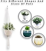 koitoy Macrame Plant Hanger Set 6 Pack White Indoor Outdoor 60/75/100cm view 6