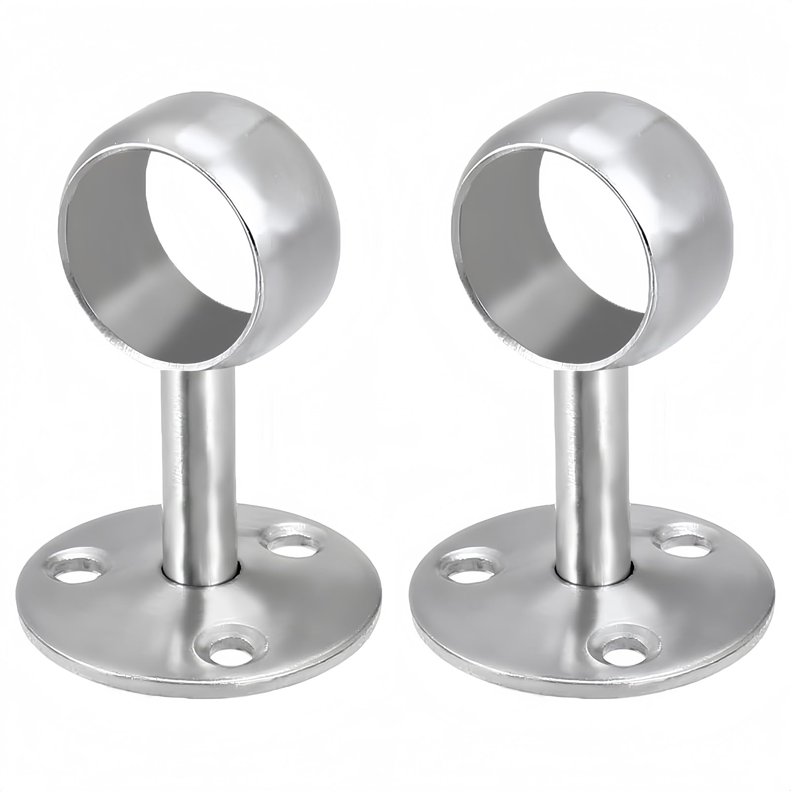 BOXONLY 25mm Dia, 65mm Height,Wall Mounted Rail Rod Support sockets,Wardrobe Tube Brackets,2PCS — image 1