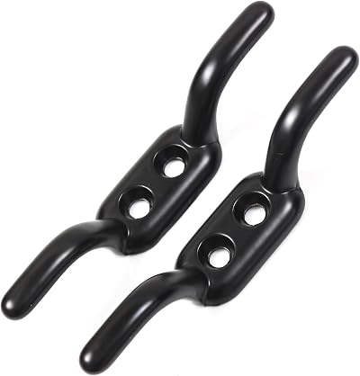 White Hinge 2X Heavy Duty 110mm Cleat Hooks - Metal Rope Tiebacks Pulley