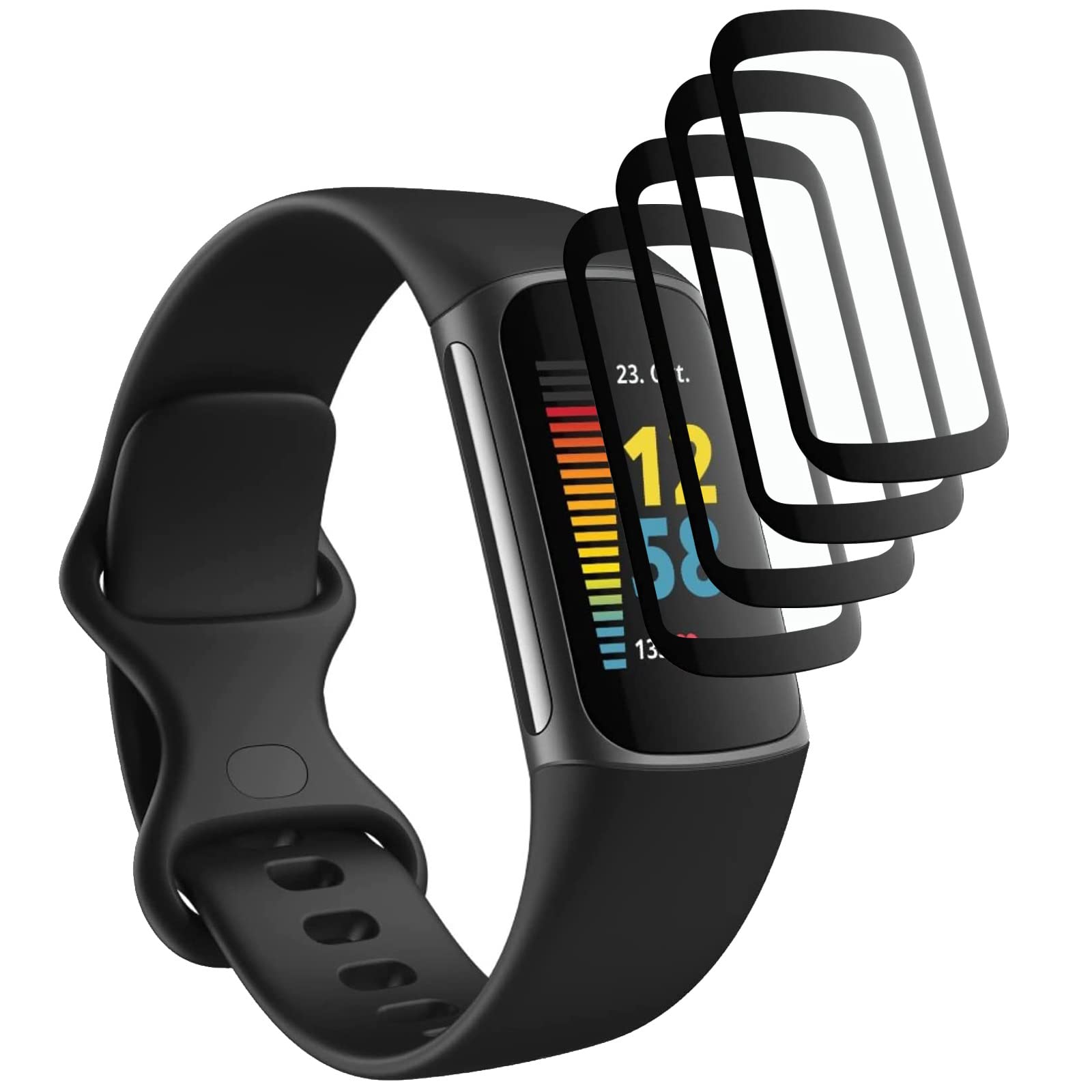 KELOLIN [Pack of 4] Screen Protector Compatible with Fitbit Charge 5, 3D Curved Edges, Scratch-Resistant, HD Ultra Shatterproof Flexible Screen Protector for Fitbit Charge 5