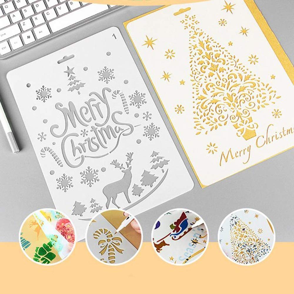 Set 9 Stencil Per Pittura 20x20 Cm - Modelli Parole Riutilizzabili Per Decorare Legno, Pareti, Mobili - Foto 4