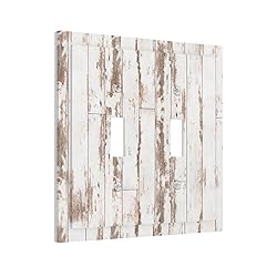 White Grey Wood 2 Gang Double Toggle Light Switch