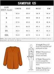 Samefar Womens Long Sleeve V Neck Cute Tops Swiss