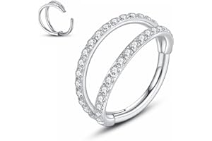 Yrogcu 20G 18G 16G 14G Single/Double Hoop Stainless-Steel Seamless-Hinged-Piercing Segment-Clicker Nose-Ring-Hoop : Diameter 6mm 8mm 10mm 12mm Cartilage Earrings