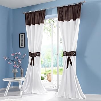 Amazon De Souarts Braun Gardine Vorhang Schlaufenschal Deko Fur Wohnzimmer Schlafzimmer