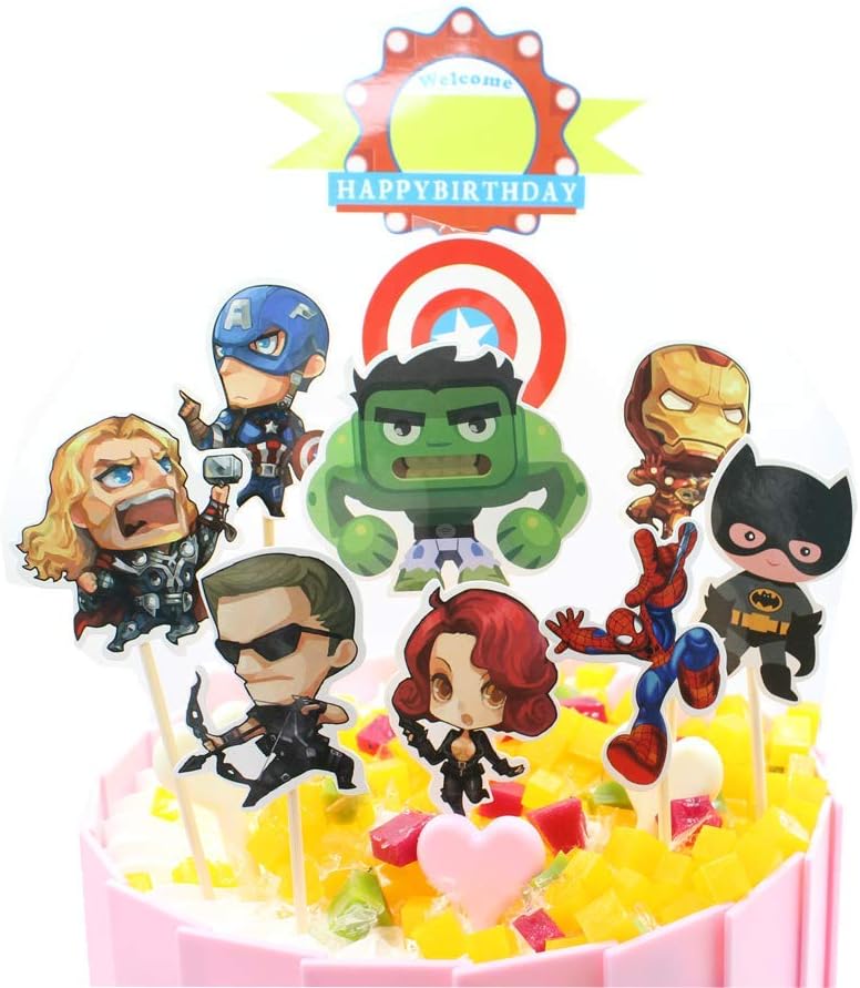 Marvel's The Avengers Cupcake Toppers Birthday Party Supplies,Cake Decoration Baby Showerfor for Kids Birthday Party- Set of 24 (fczlm-10pack)
