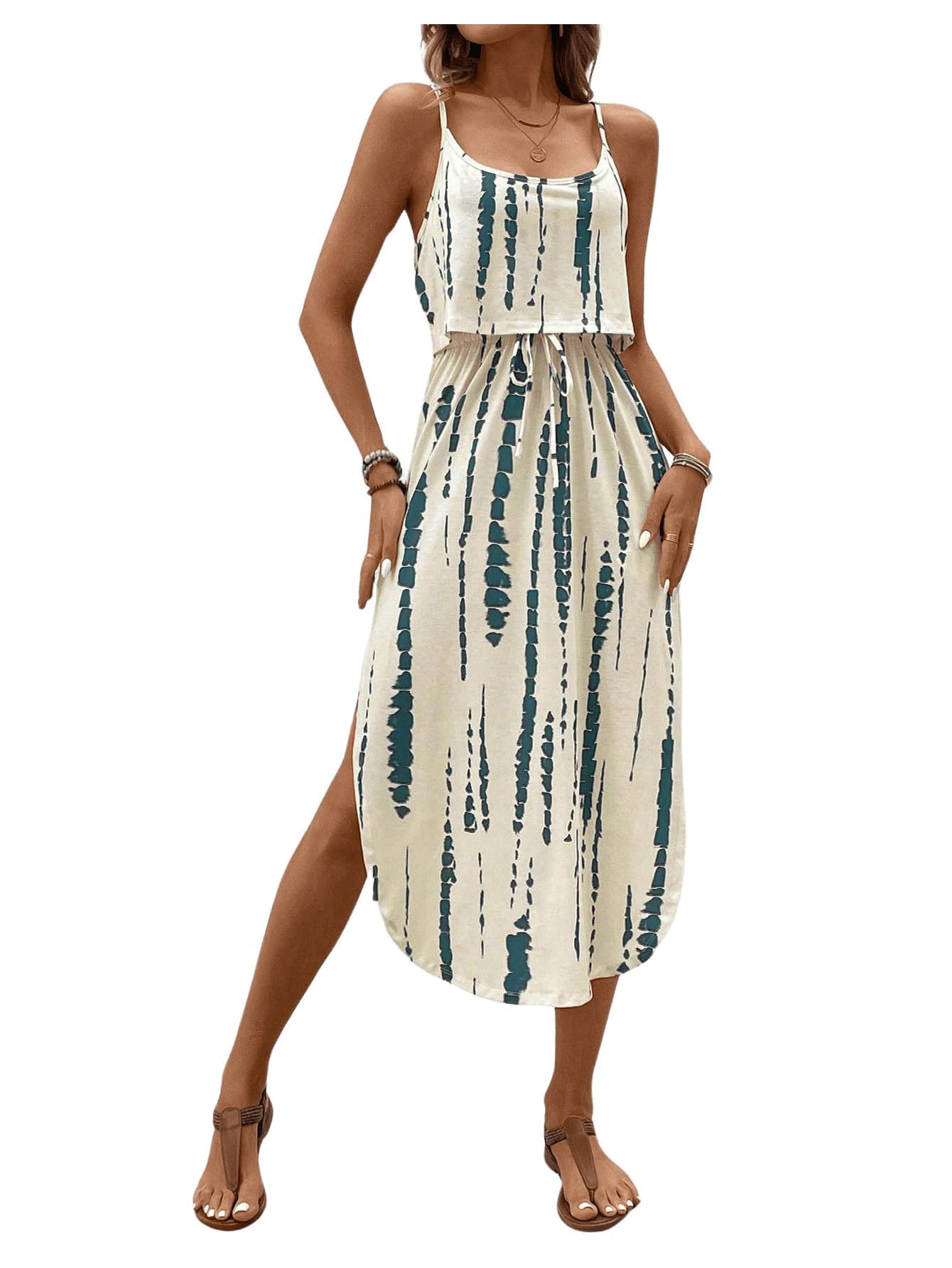 Spaghetti Strap Tie Up Plaid Pink Midi Dress