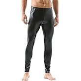 YOOBNG Men's Wet Look Leggings Faux Leather Tight Pants Stretchy Shiny Trousers Clubwear