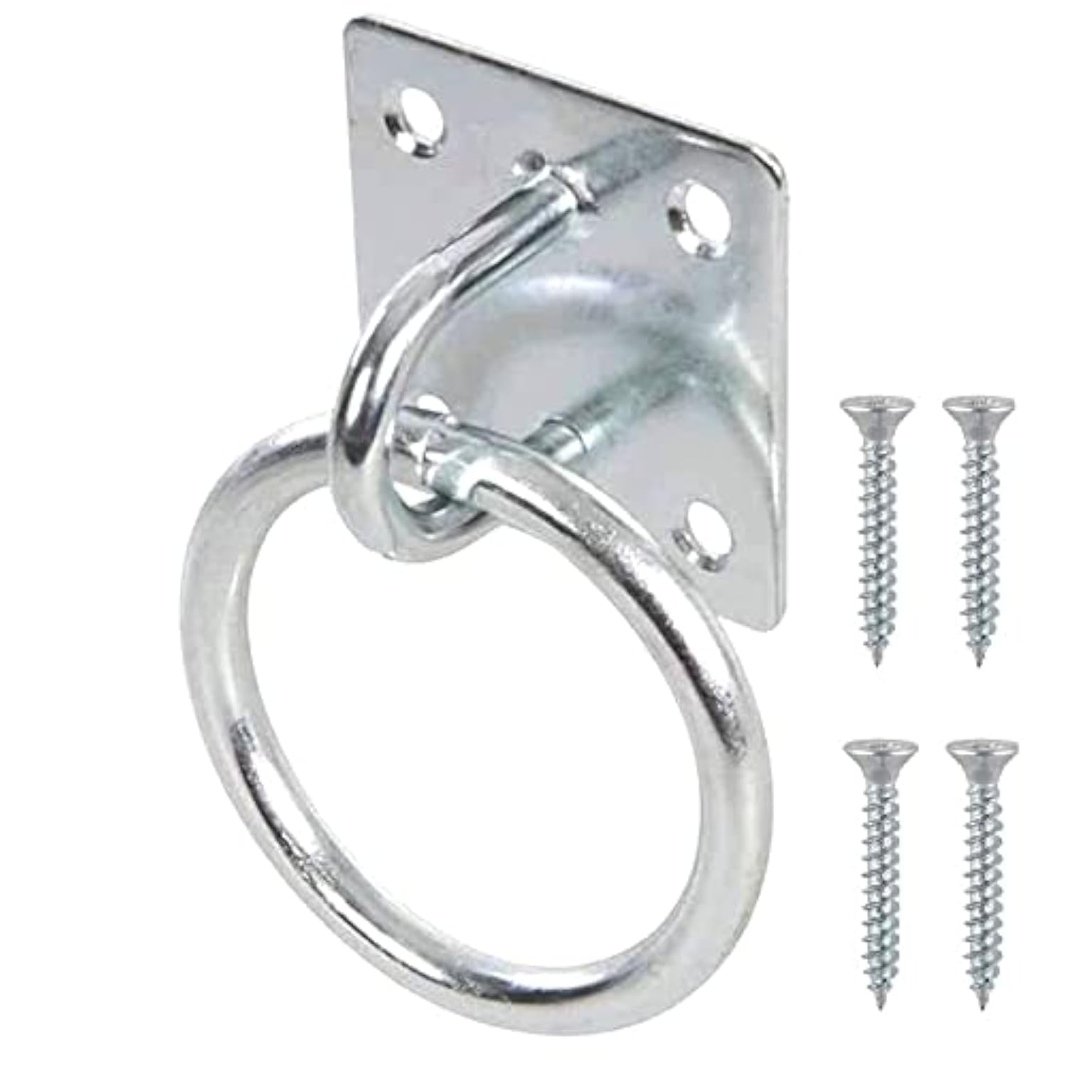 TERF® Heavy Duty Security Ring on Plate Hooks 50mm Pad Eye Plate with Hole Ceiling Hook Wall Mount Hook with Screws for Wall Ceiling Hanging - Pack of 1