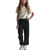 New Balance Active Girls Pants - Athletic Stretch Woven Wide Leg Joggers - Kids Dance School Cargo Pants (7-16)