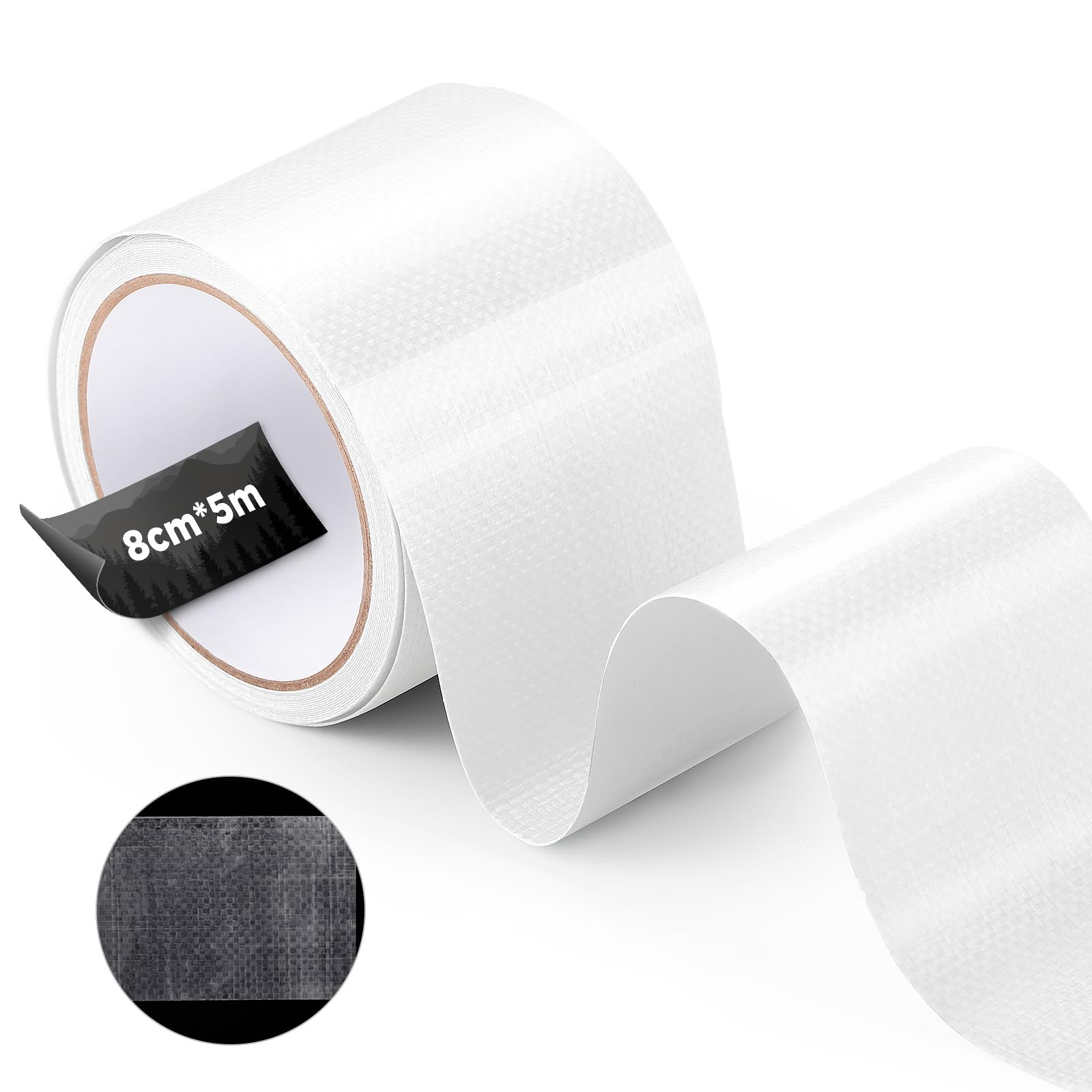 ecooe PE Tarpaulin Tape, Repair Tape, 5M x 8CM Waterproof Tape for Tent, Sunshade, Gazebo, Tarpaulin, Tarpaulin, Truck Tarpaulin, Awning, Tent Repair Tape Transparent