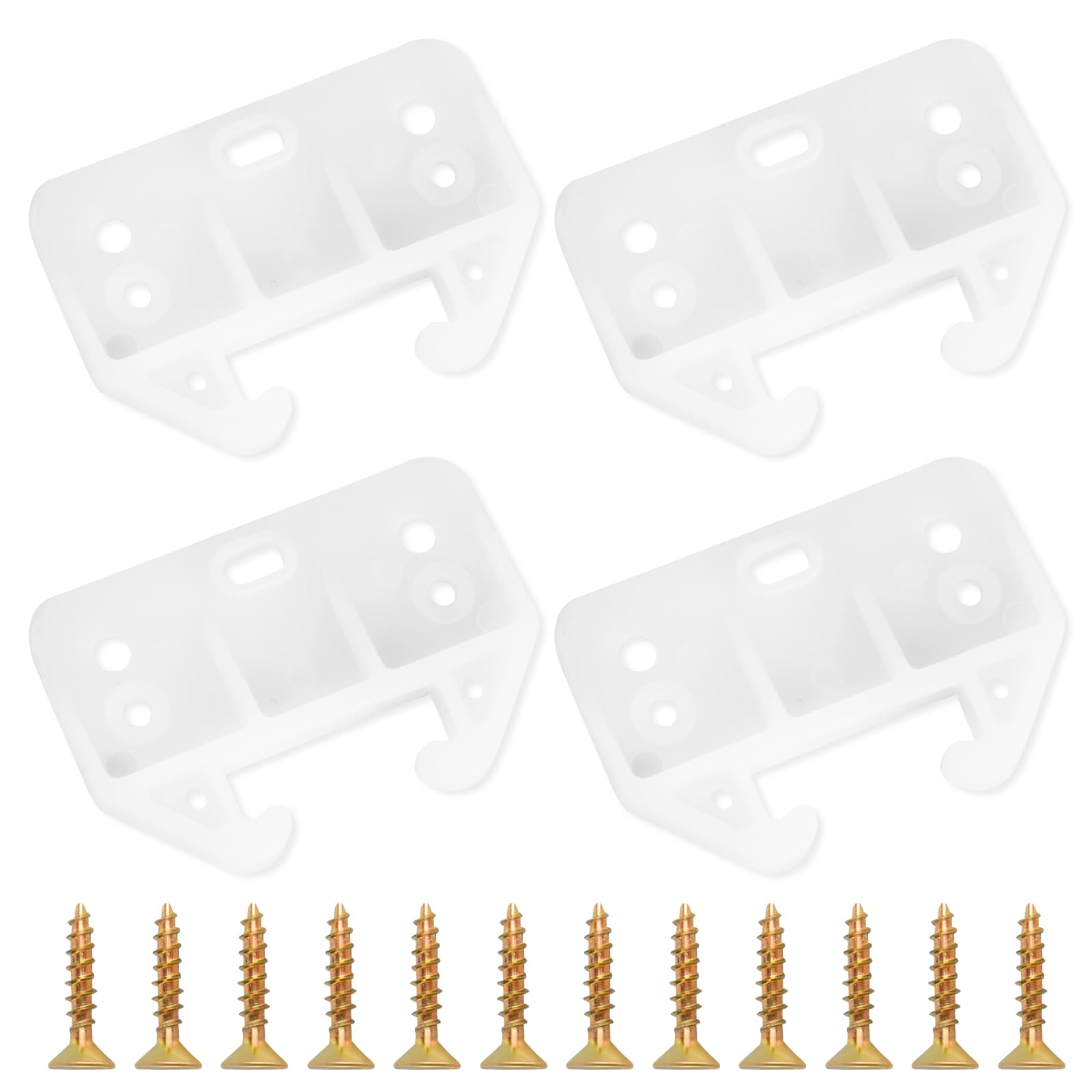 Photo 1 of 4 Pack White Drawer Rail Brackets Plastic Drawer Slides Guides with 12 Screws Dresser Drawer Slides Drawer Replacement Furniture Parts for Hutches, Drawer Systems and Dressers