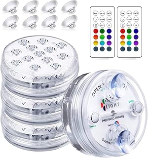 4 Stück Poolbeleuchtung RGB 13 Leds Unterwasser Licht mit Fernbedienung Wasserdichte Magnetisch Unterwasserlicht Teichbeleuchtung für Schwimmbad, Aquarium Teich, Brunnen, Hochzeit und Party Dekoration