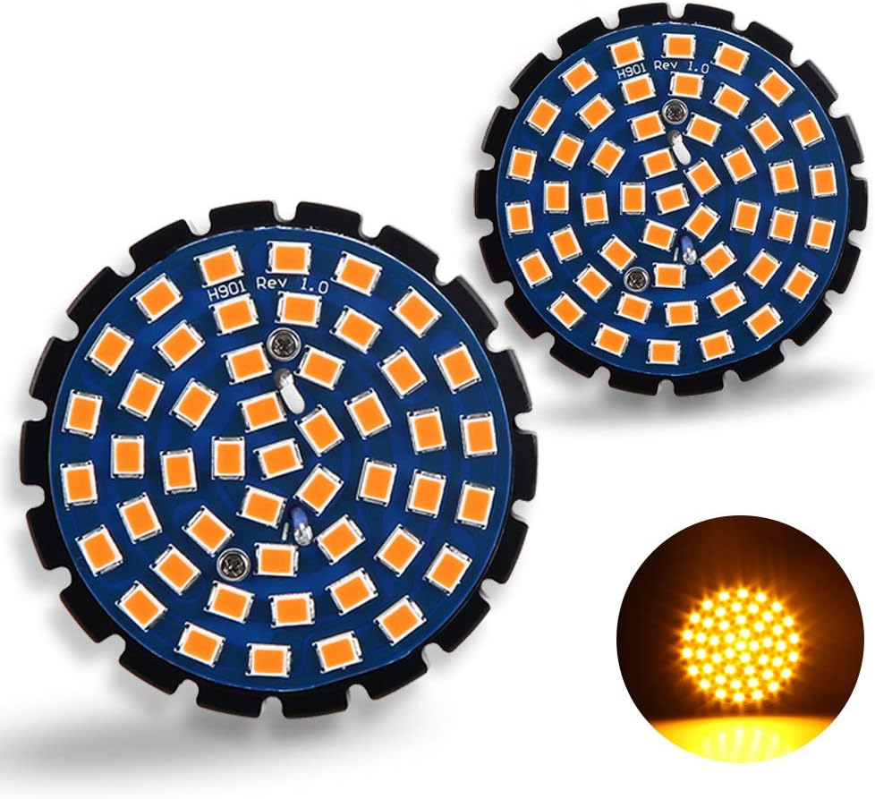 PROAUTO Harley Motorcycle LED Turn Signal Lights 1156 LED Lighting Bulb Bullet Style Inserts for Harley Davidson with 3 Year Warranty,Pack of 2 (Amber LED)