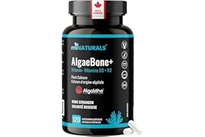 Plant-Based Algae Calcium Supplement 120 ct | Vitamin D3 (1000 IU) + K2 + Magnesium | Bone Strength & Density | Vegan Capsule