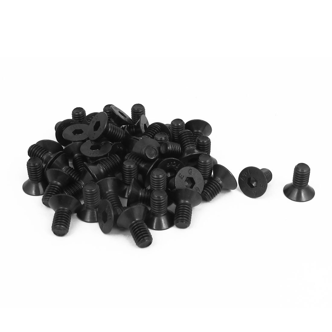 Sourcingmap M6 x 12mm Metric Hex Socket Countersunk Head Screw Bolts Black 50PCS