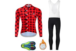 MOXILYN Cycling Jerseys Men Set Bicycle Clothing Long Sleeve Bike Jacket Plus Velvet and Cycling Pants with 20D Gel Pad