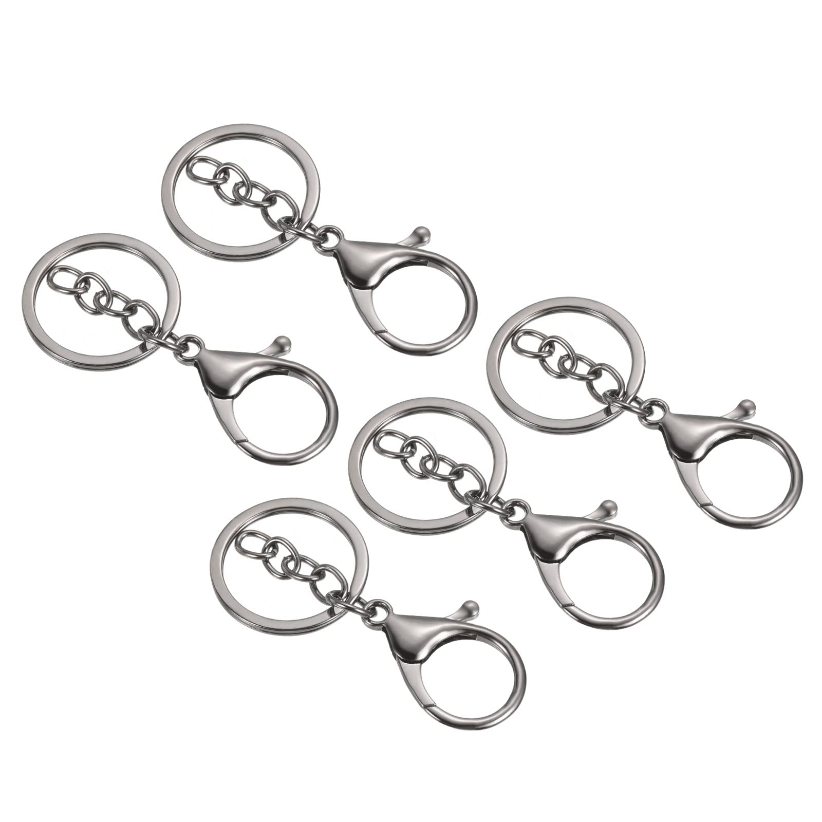 PATIKIL Key Chain Rings, 5 Pack Lobster Clasp Keyring Trigger Clip Keychain Holder for DIY Decorations, Black