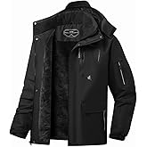 ASPO Men's Winter Ski Jacket Warm Waterproof Snow Coats Fleece Snowboard Jackets Insulated Thermal Windbreaker with Hood