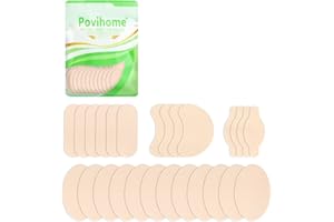 Povihome Moleskin Strips Adhesive Pads Blister Prevention Mole Skin Tape Stickers for Feet Heel Protection, Soft Patches Prevent Rubbing, Blisters, Callus - 26 Sheets of 4 Shapes，Beige