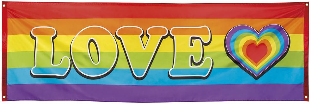 Rainbow Love Banner Banner (220X74cm) Polyester, Colourful, 220 cm x 74 cm