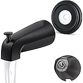 Universal Bathroom Tub Spout with Metal Tub Spout Cover Ring, 5 1/4 Inches Reach Wall Front Mount Faucet with Shower Diverter