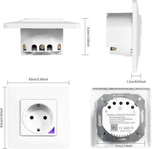 TEEKAR Enchufe Inteligente WiFi ZigBee 3 0 WlanEnchufe de Alexa Compatible con Alexa y Google Home Control de aplicacin por Voz Toma de Pared WiFi Inteligente con funcin de sincronizacin