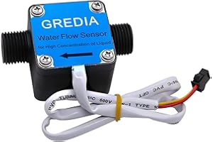 GREDIA 1/2" Male Thread Oil Flow Sensor High Density Liquid Food-Grade Switch Hall Effect Flowmeter Fluid Meter Gear Counter 5-600L/H for Fuel Gasoline Diesel Milk Detergent Water